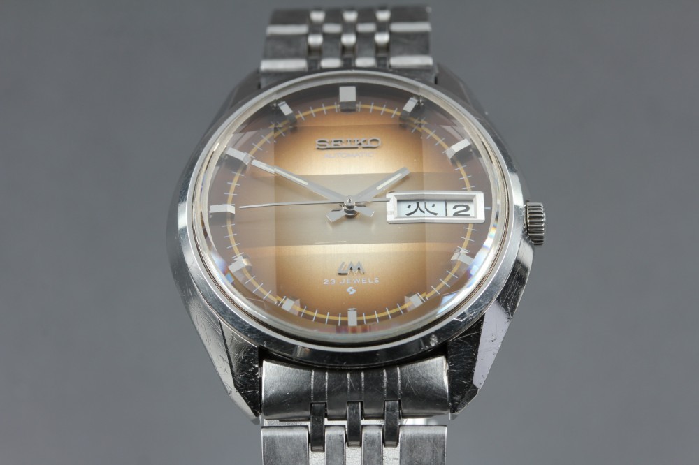 SEIKO Lord Matic 5606-7280 Day/Date Brown Cut Glass Auto 33mm Men’s Watch 1973