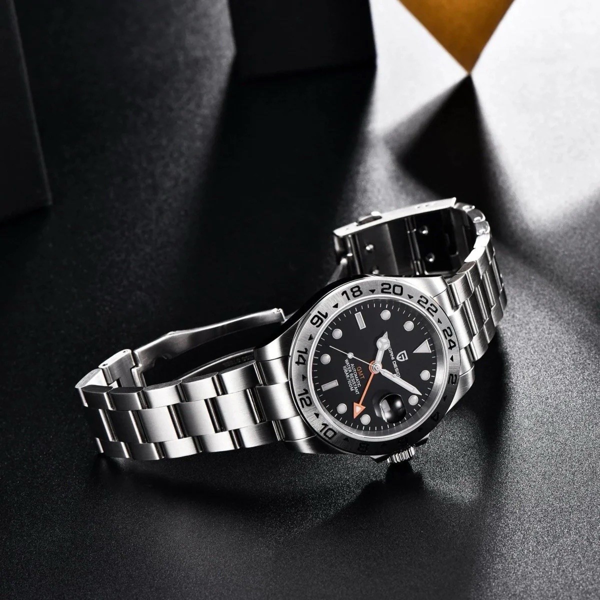 PAGANI DESIGN Automatic GMT Black Dial Stainless Steel Men’s Watch – BRAND NEW