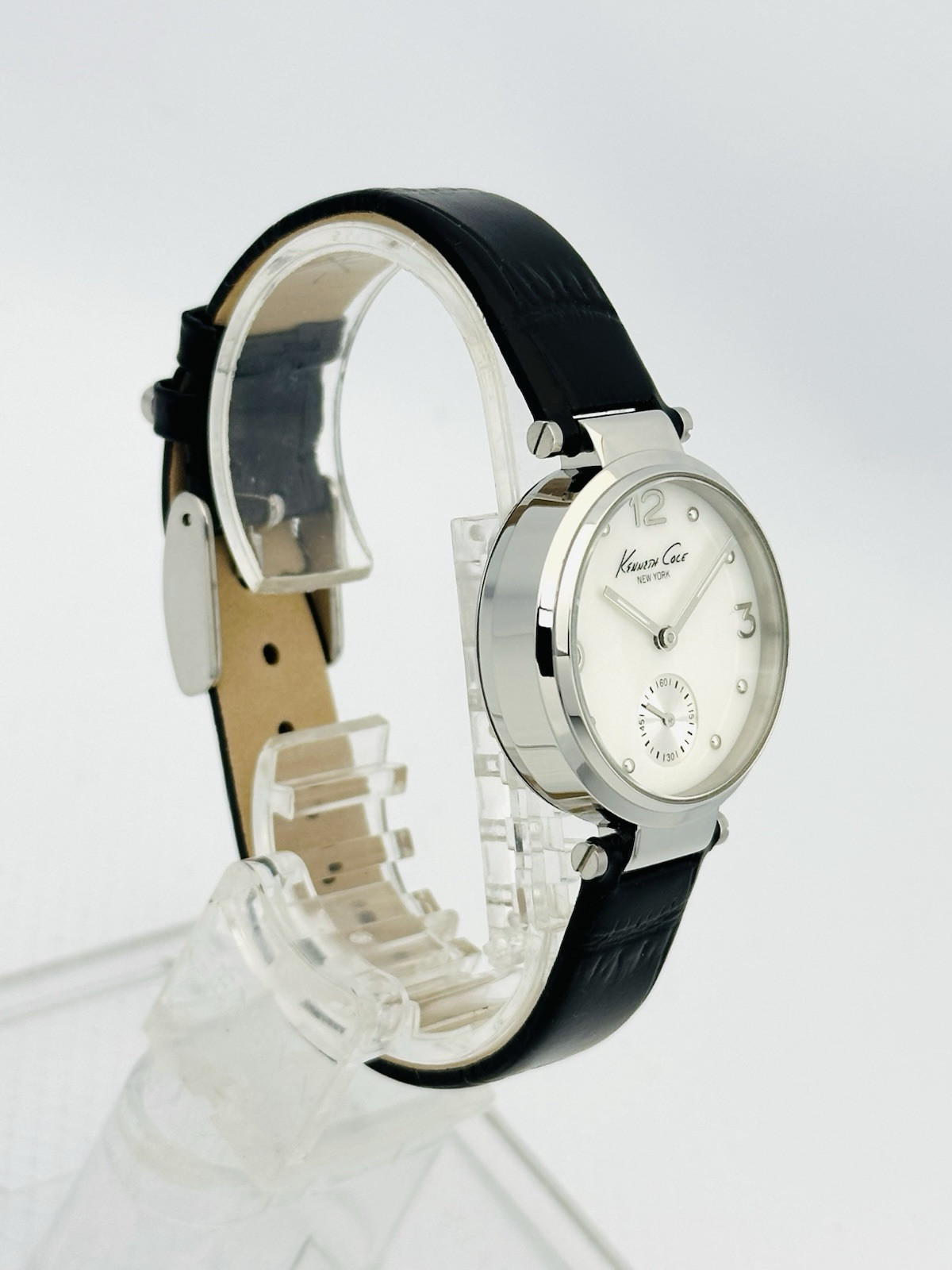 Kenneth Cole KC2568 Sleek ladies MOP Dial Stainless Steel Black Leather Watch