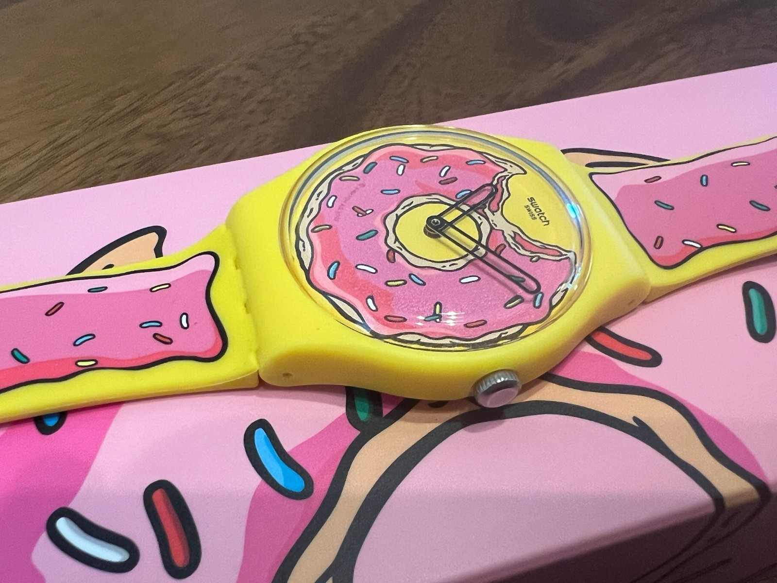 Swatch x The Simpsons “Seconds of Sweetness” Watch – Pink Doughnut