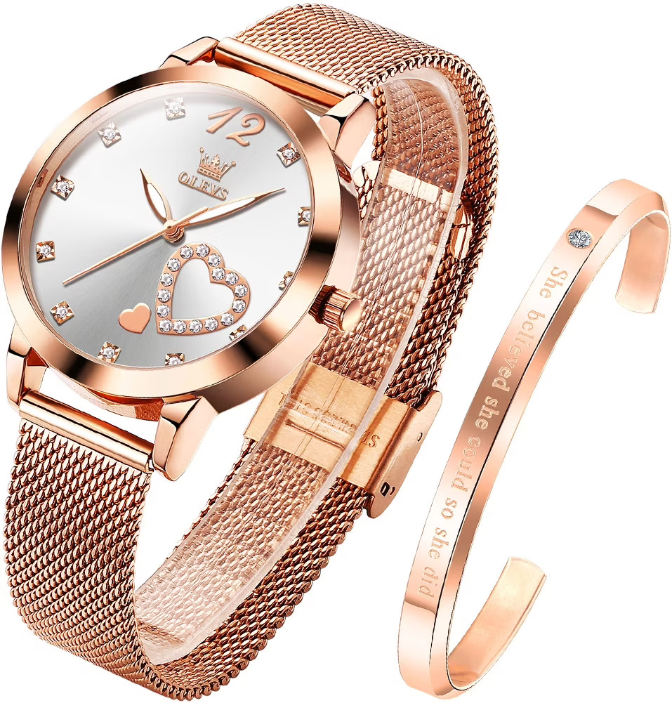 OLEVS Rose Gold Watches for Women Fashion Dress Elegant Luxury