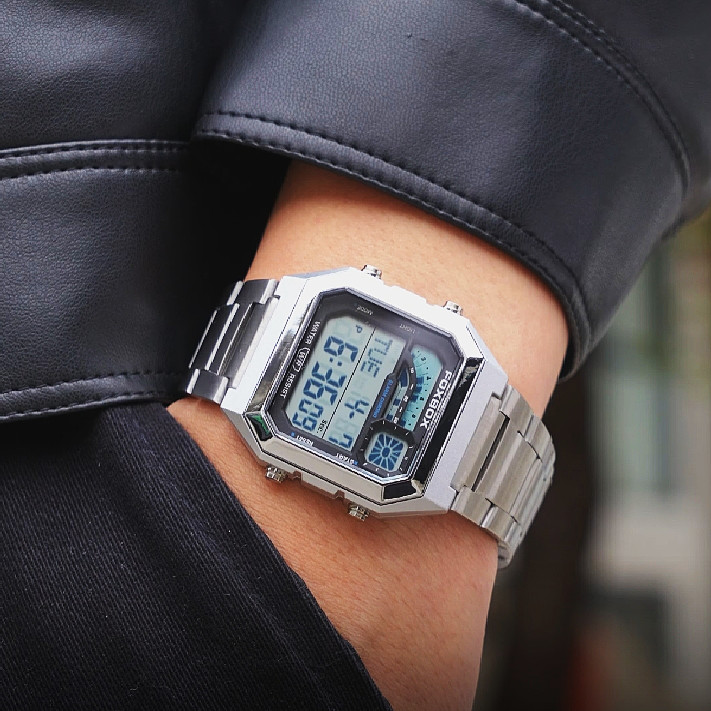 Mens Business Stainless Steel Digital Waterproof Luminous With Date Wrist Watch