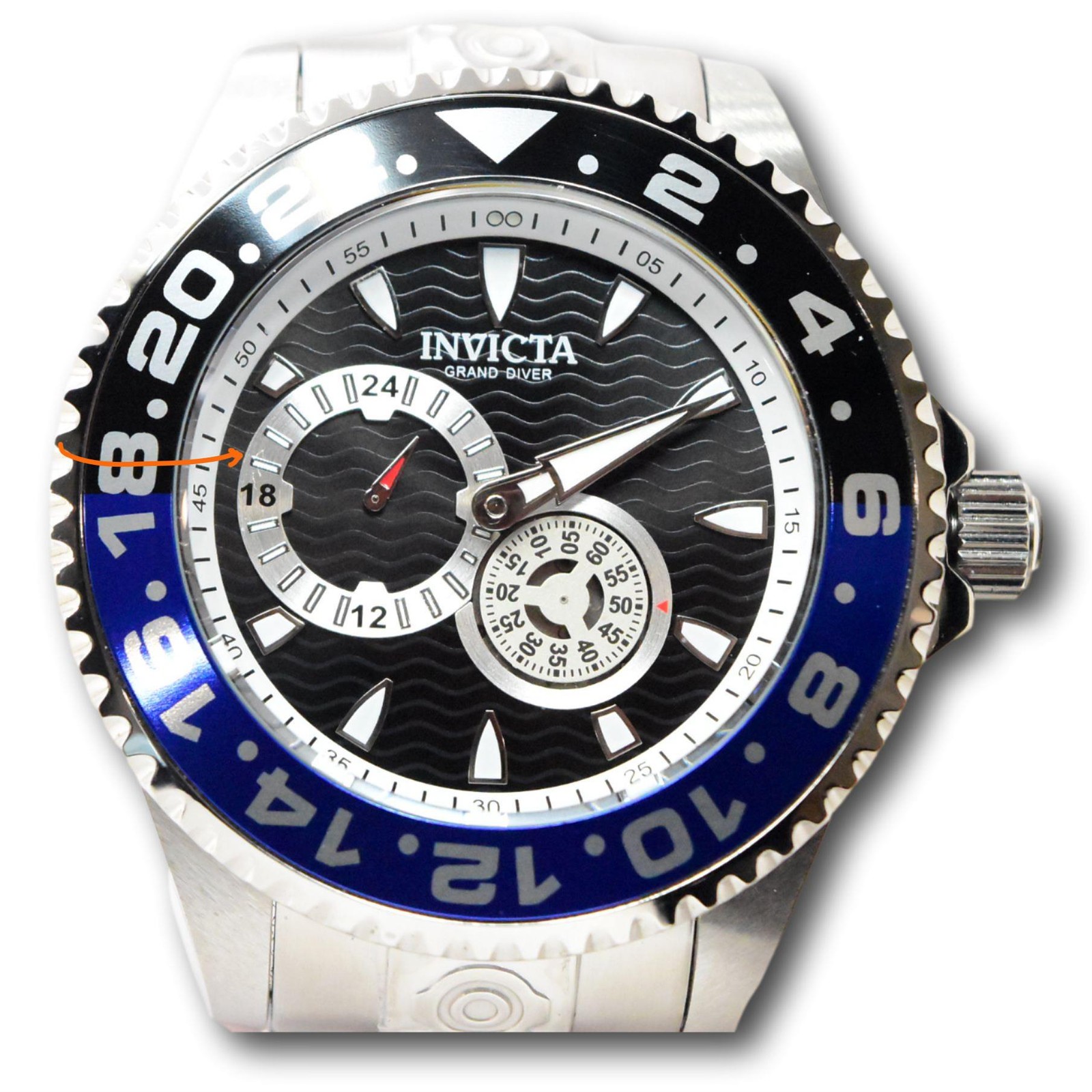 Invicta Grand Diver GMT Men’s 47mm Automatic Blue and Black SS Watch 47300