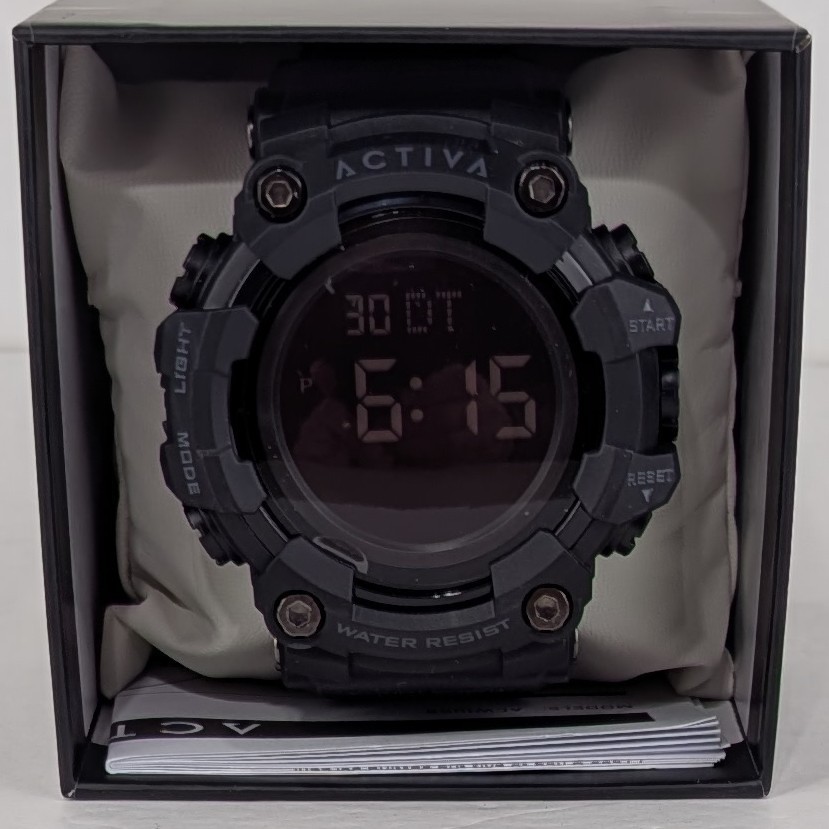 Activa x Invicta 56mm Men’s Digital Watch Solid Black Sport ACW1968-003 NEW