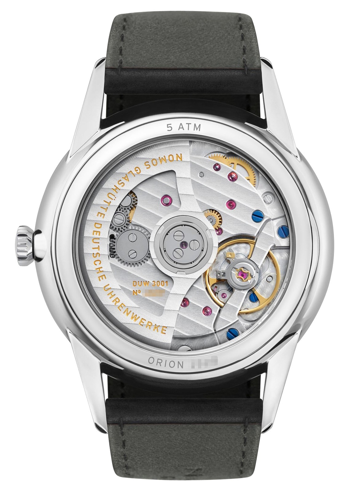 NOMOS Glashutte Orion Neomatik 39 Automatic Black Dial Leather Mens Watch 346