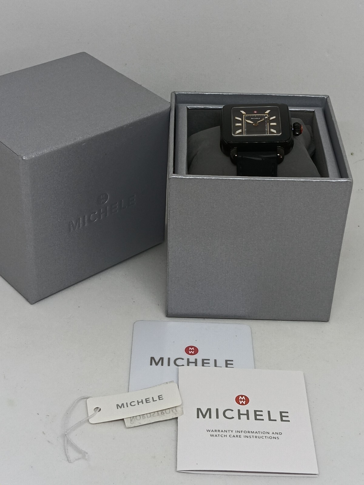 Michele Deco Sport Blackout MWW06K000012 Women’s 34mm Swiss Quartz Watch NEWBATT