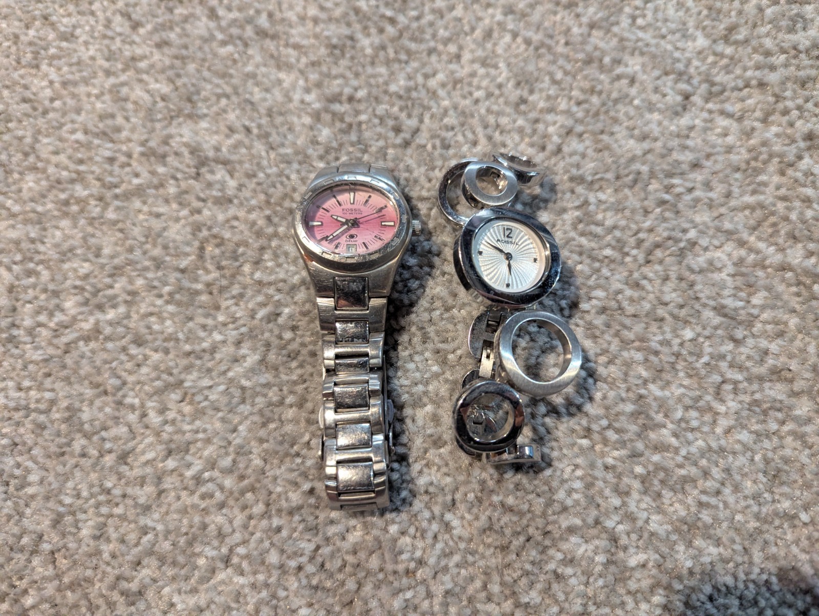 Fossil Watch Lot Of 2 Womens F2 ES-1623 + Blue Pink Dial Not Working