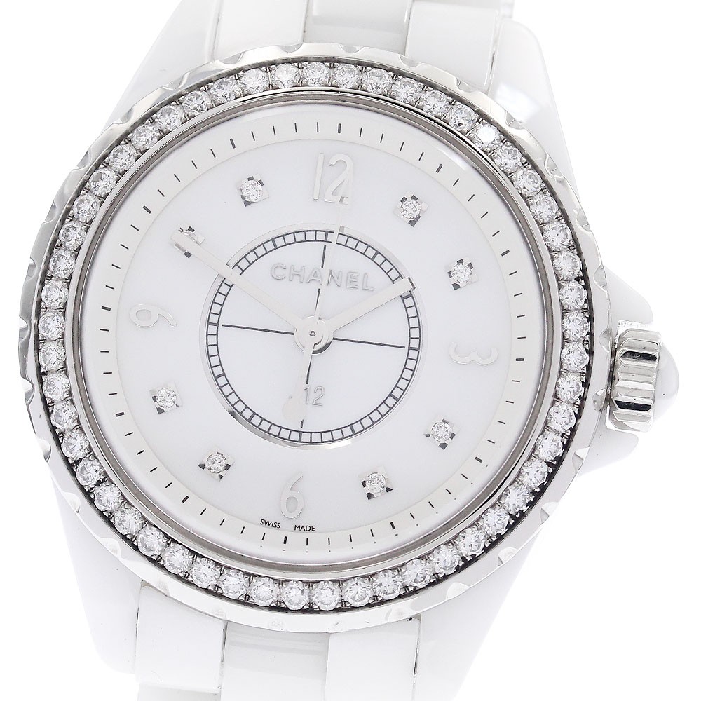 CHANEL J12 H3110 Diamond bezel, 8 diamonds, white ceramic Quartz Ladies_947380