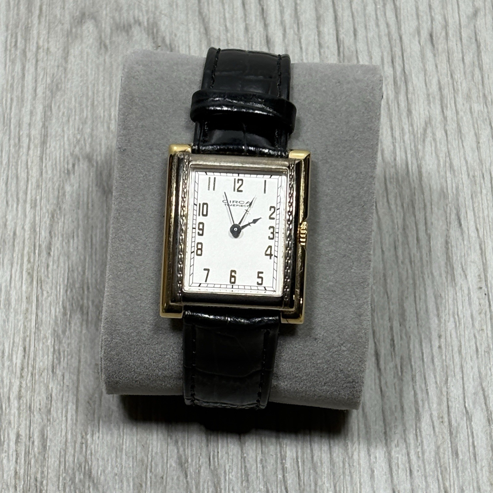 Circa Watch Company CT107T 23K Gold Plate Black Leather Band Needs Battery
