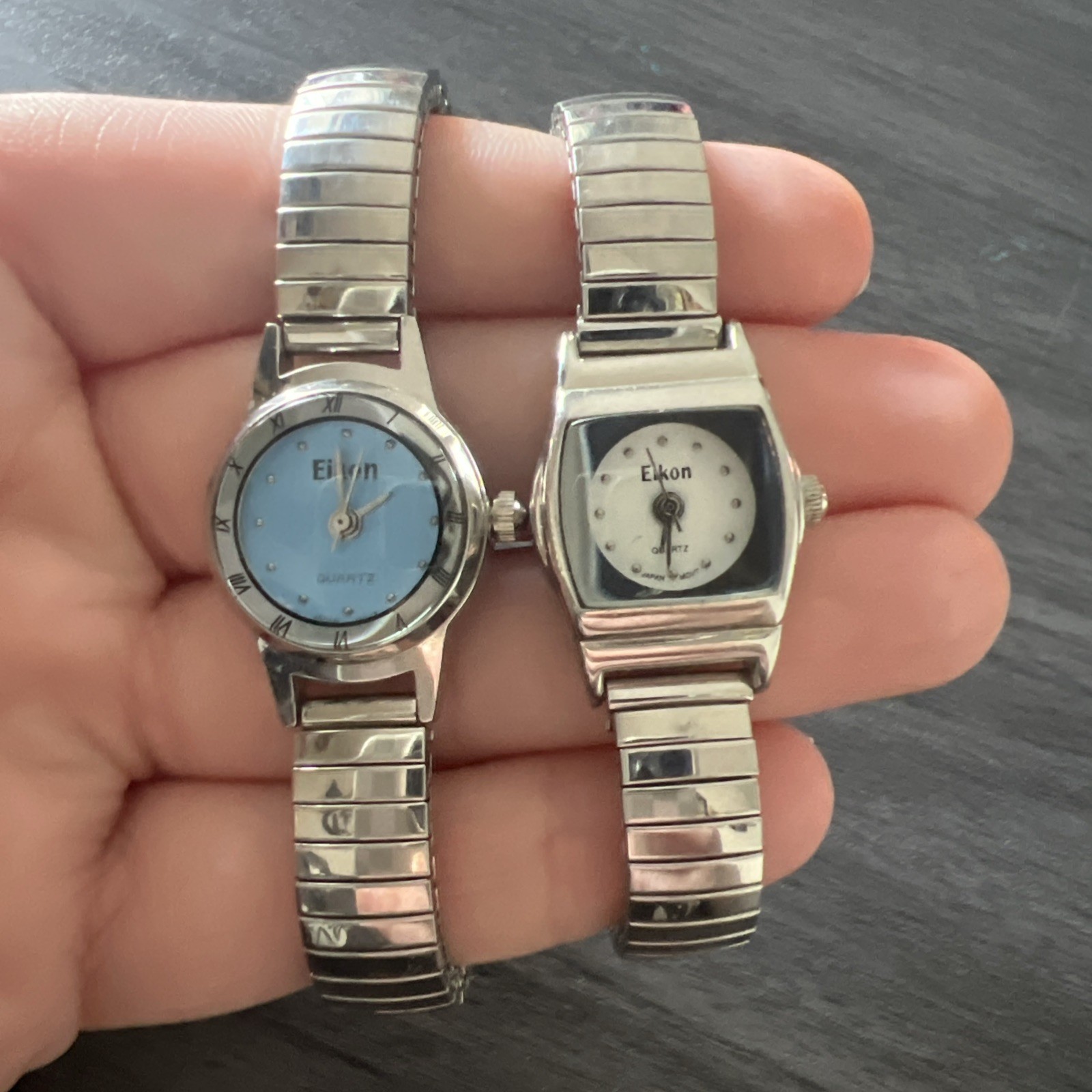 Eikon Watch Women Blue & Silver Round Face Stainless Case Back Japan Movt READ