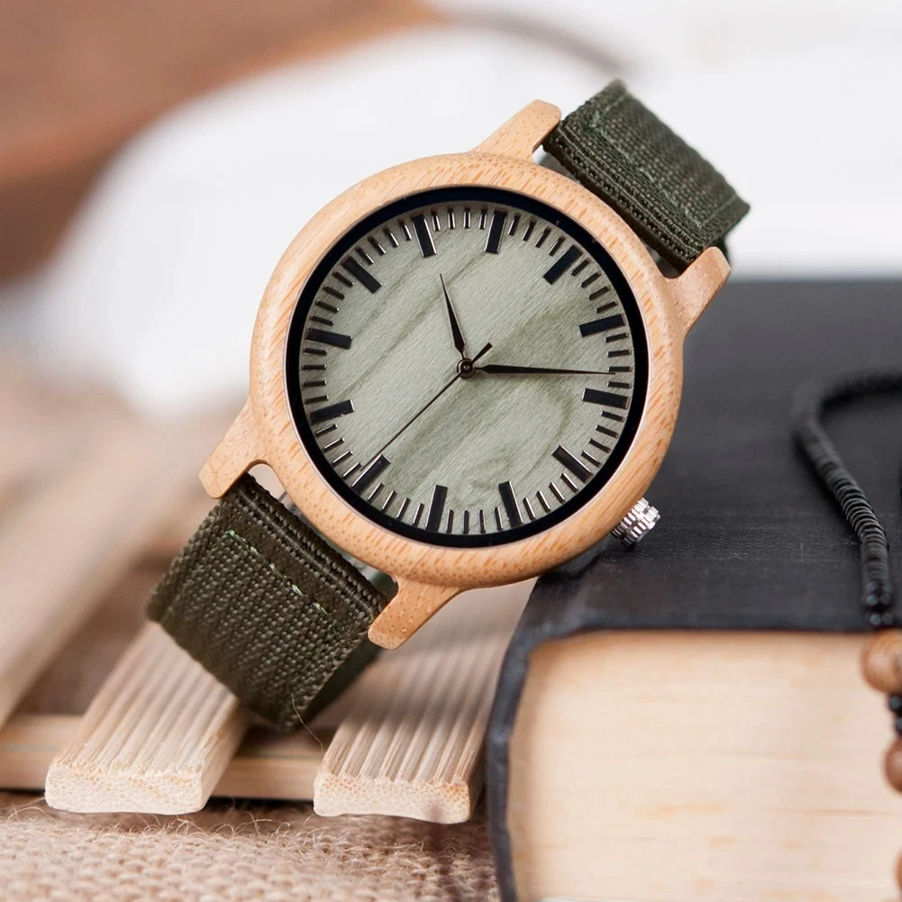 BOBO BIRD Bamboo Wood Watch Quartz Men Women Couple Wristwatch Gift Box