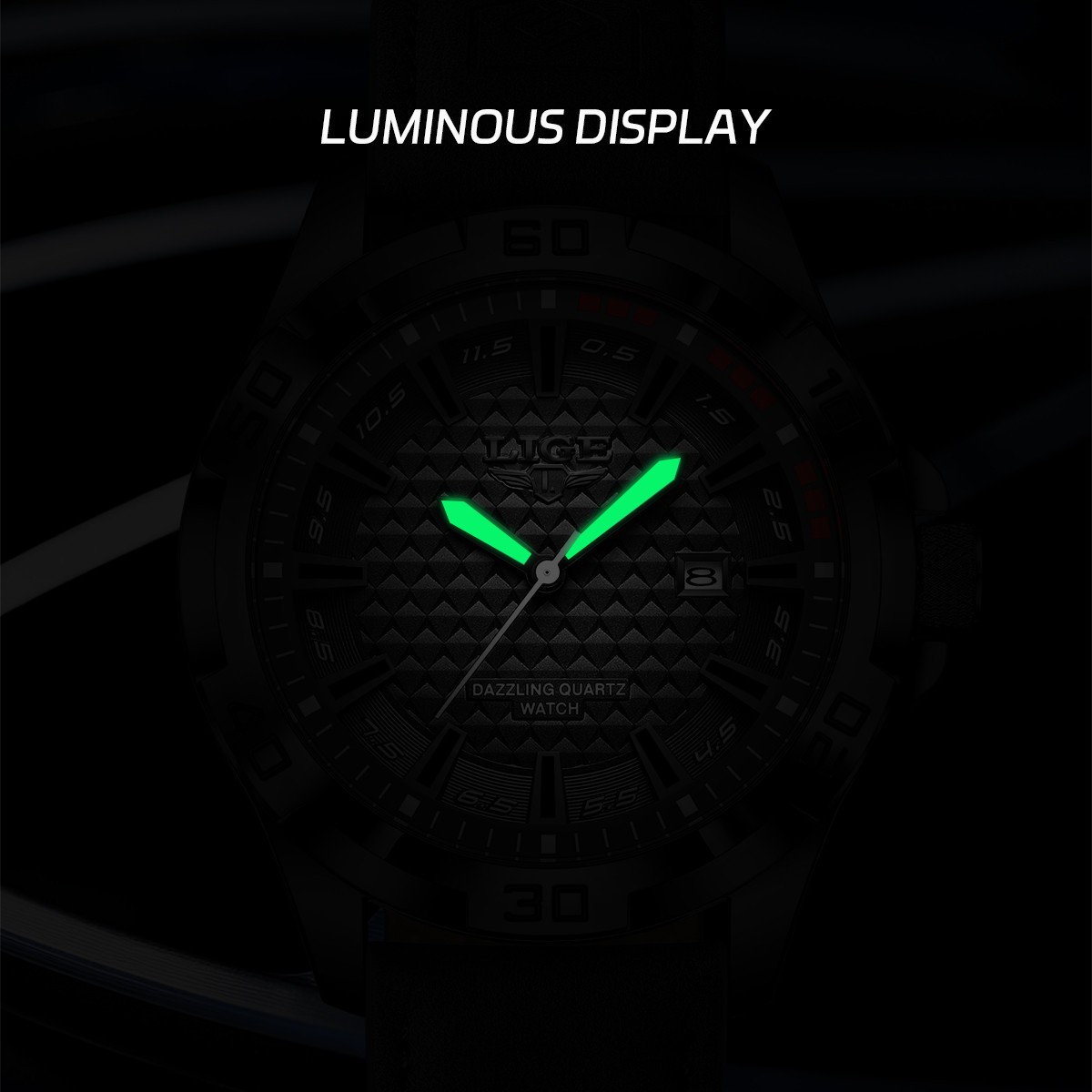 LIGE Men’s Watch Leather Watches Waterproof Luminous Quartz Date Man Wristwatch