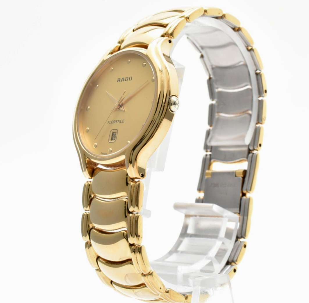 Vintage [N MINT] RADO Florence 129.3645.2 Gold Round 32mm Qz Men’s Watch JAPAN