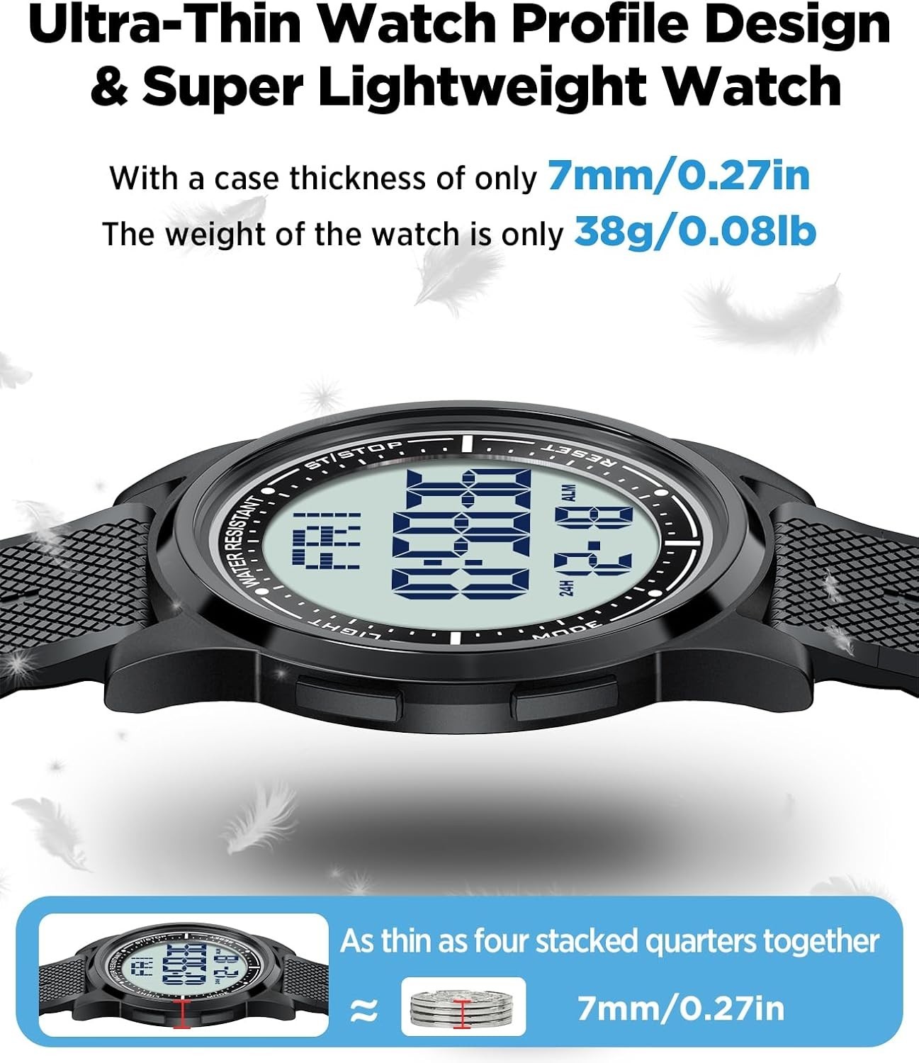 Modern Digital Watch for Active Lifestyles: 50M Waterproof & Lightweight Comfort