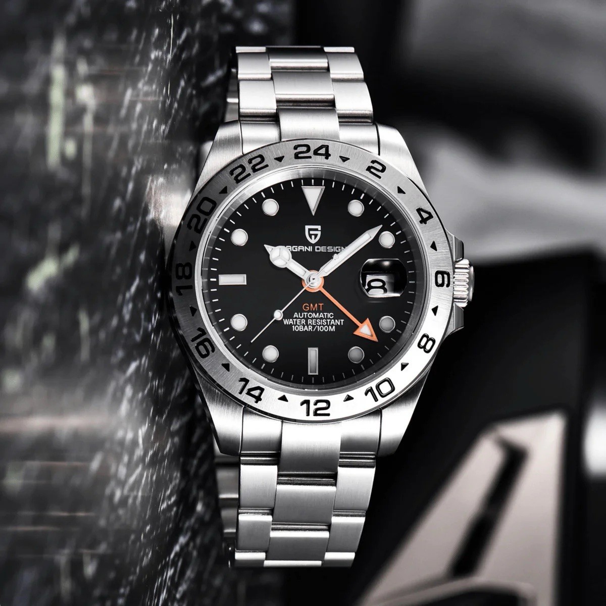 PAGANI DESIGN Automatic GMT Black Dial Stainless Steel Men’s Watch – BRAND NEW