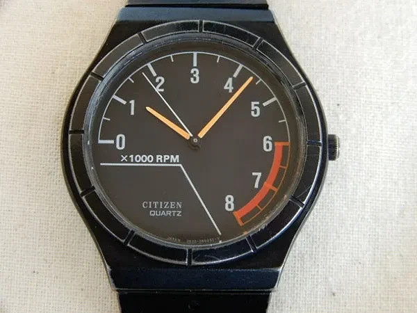 Citizen 3630-360621 K Tachometer Dial Quartz Black Dial 35mm Rare Model Men’s wa