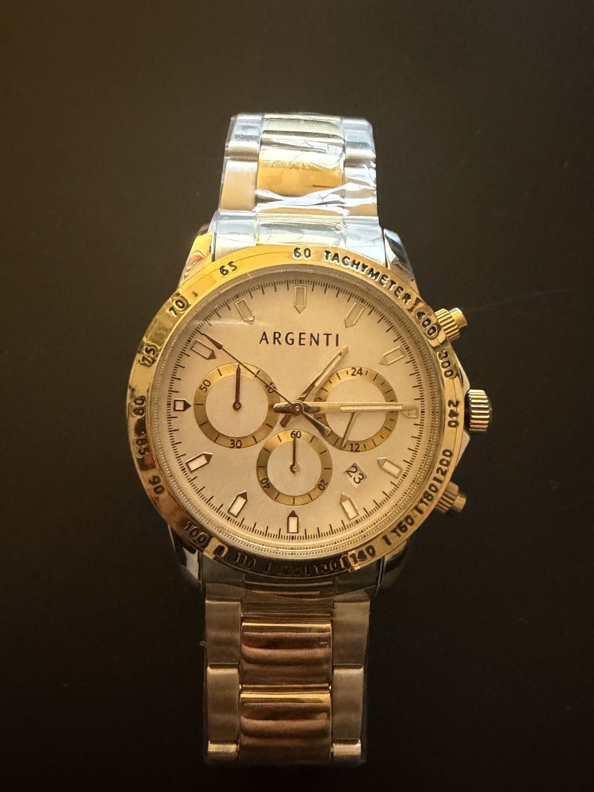 ARGENTI Carmichael / Silver/ White Men’s Racing Style Chronograph/Tachometer
