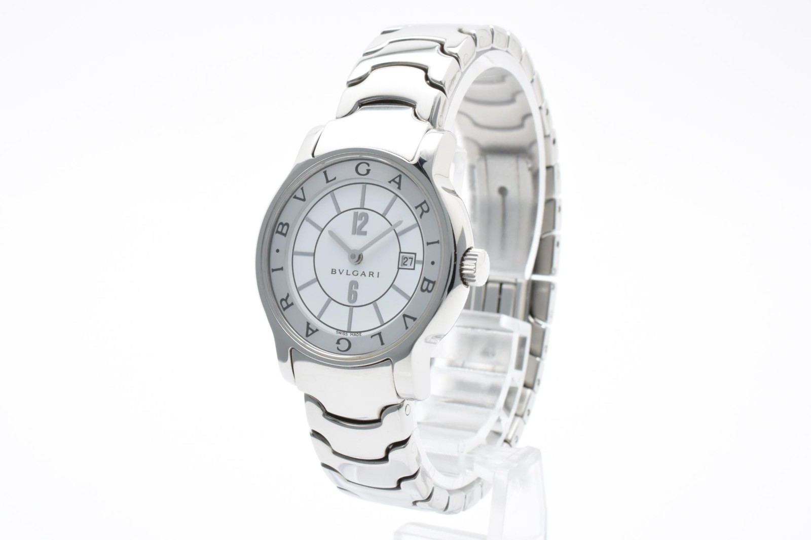 [Near MINT] Vintage BVLGARI Solotempo ST29S White Dial Silver Women’s 29mm Watch