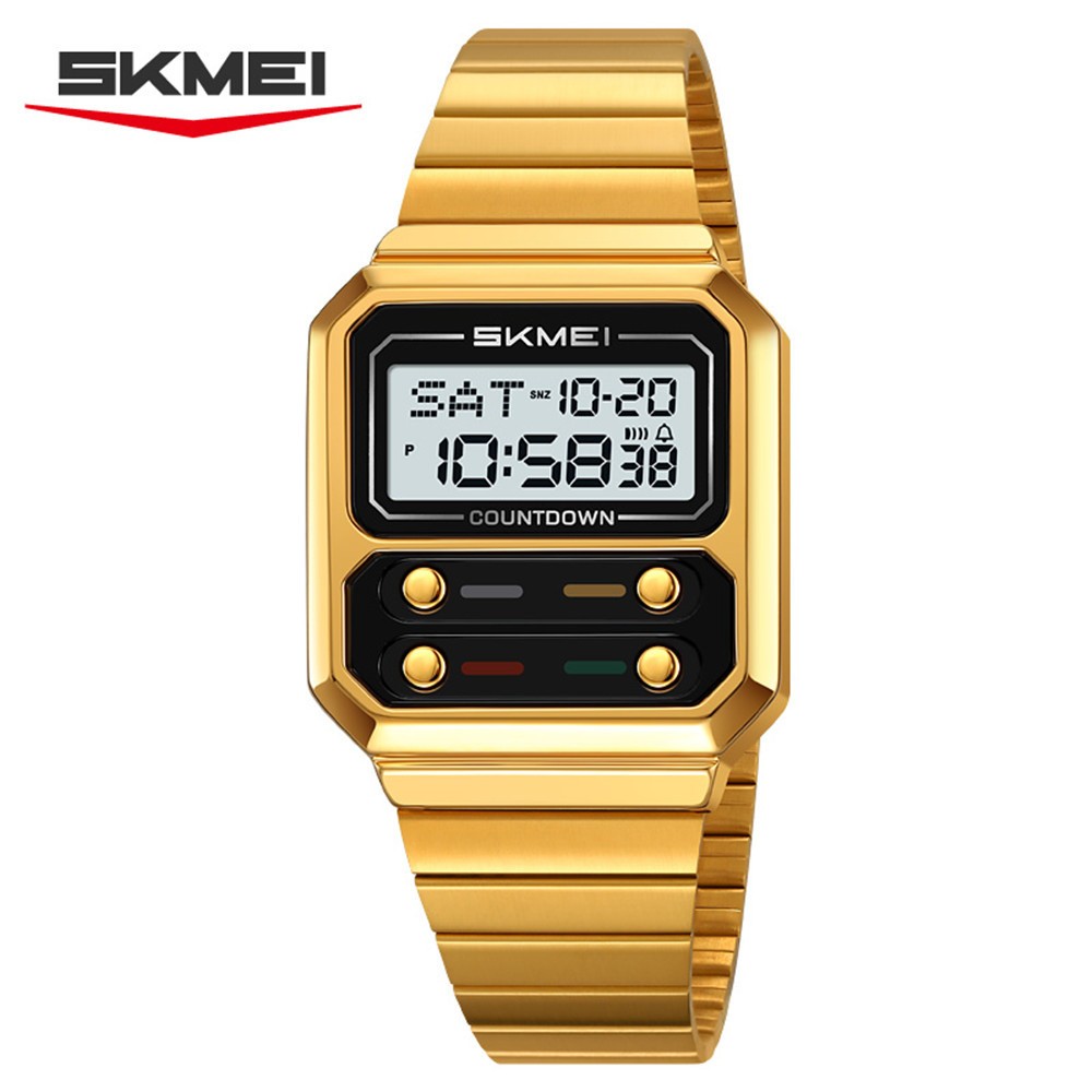 SKMEI Men’s LED Digital Sport Watch Alarm Stainless Steel Waterproof Wristwatch