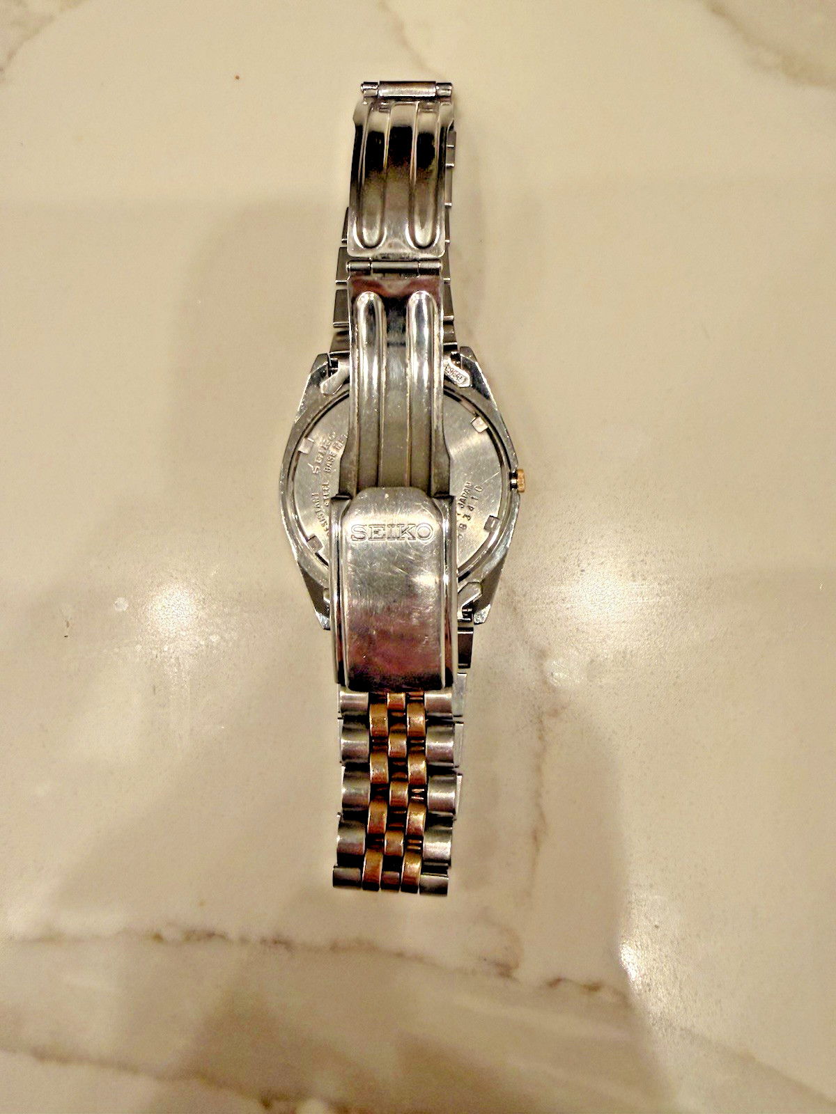 Seiko Vintage Men 7N43-8111 Dress Jubilee Day Date 2Tone Quartz Watch Near MINT!