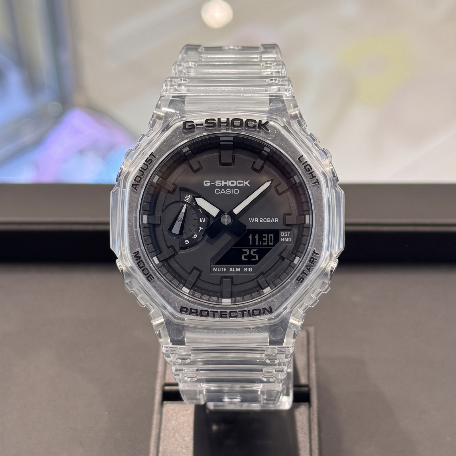 Casio G-Shock CasiOak GA-2100SKE-7ADR Unisex Skeleton Clear Carbon Watch