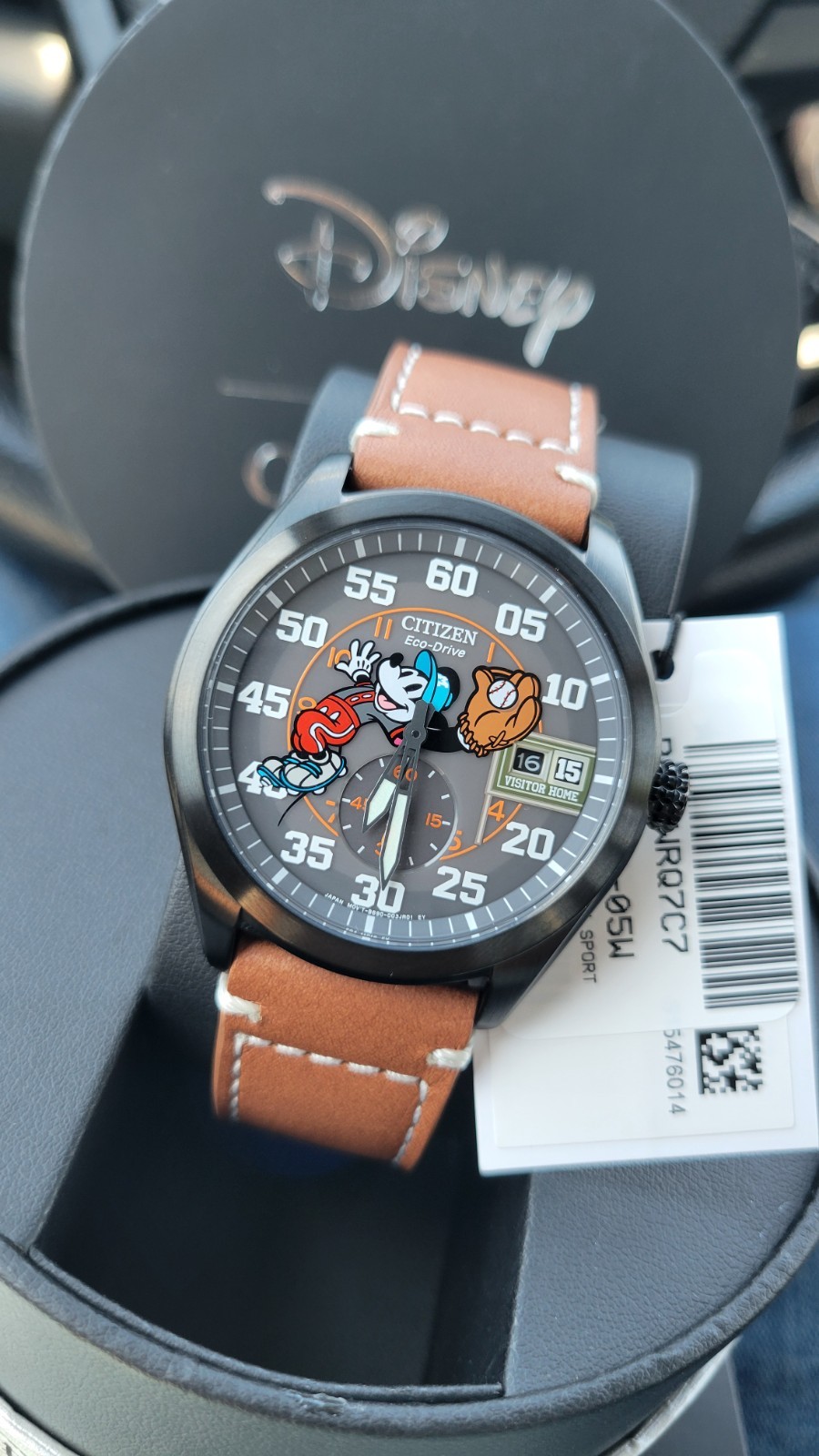 Citizen Mickey Mouse, Baseball Watch Men Brown, Leather Disney BV1089-05W