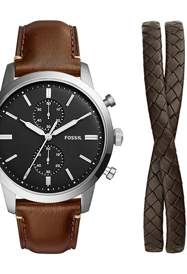 Fossil FS5967 Men’s Chronograph Quartz Black Dial Silver Case Brown Leather