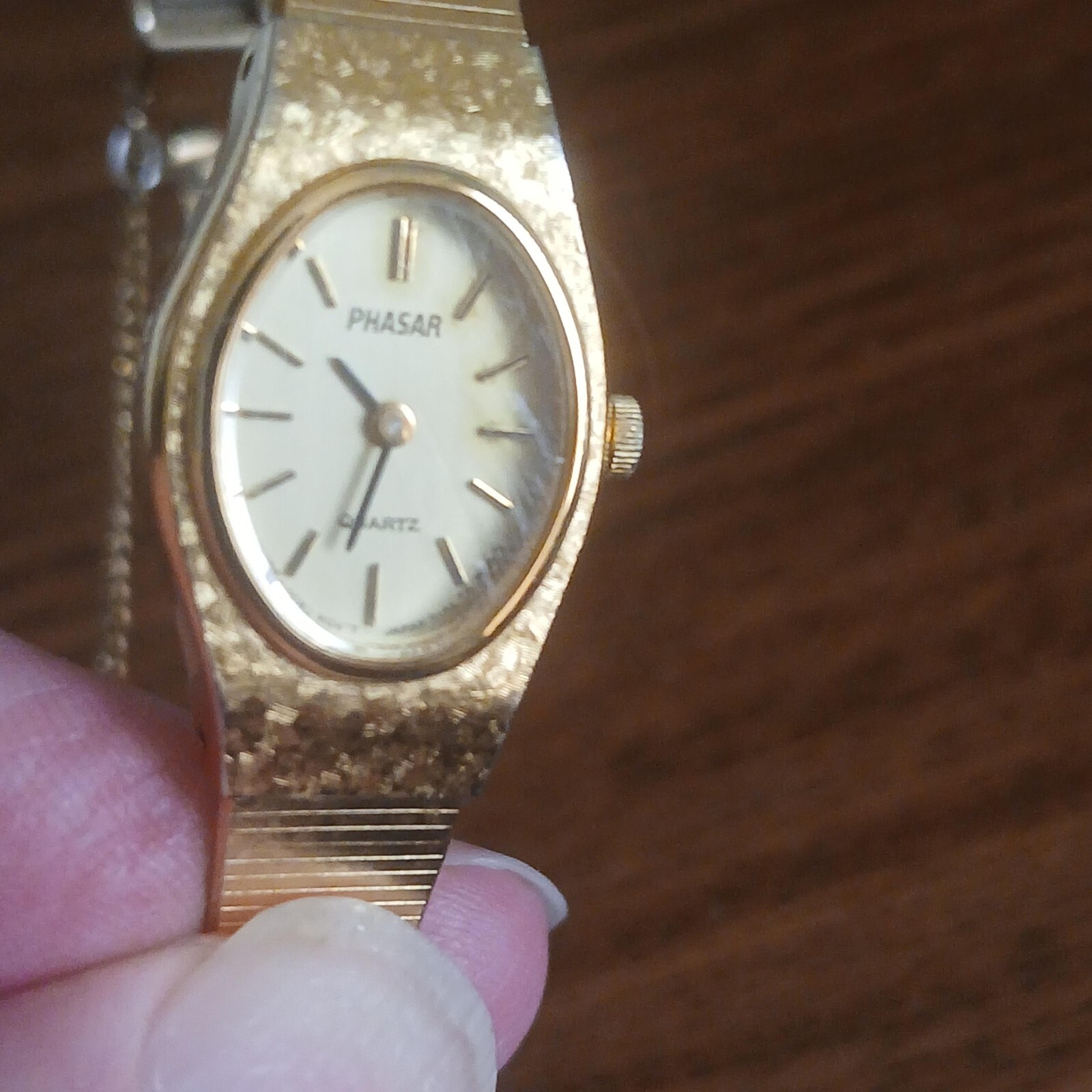 Vintage Phasar Sears Roebuck Gold Tone Case Safety Chain Bracelet Watch 5.75 In