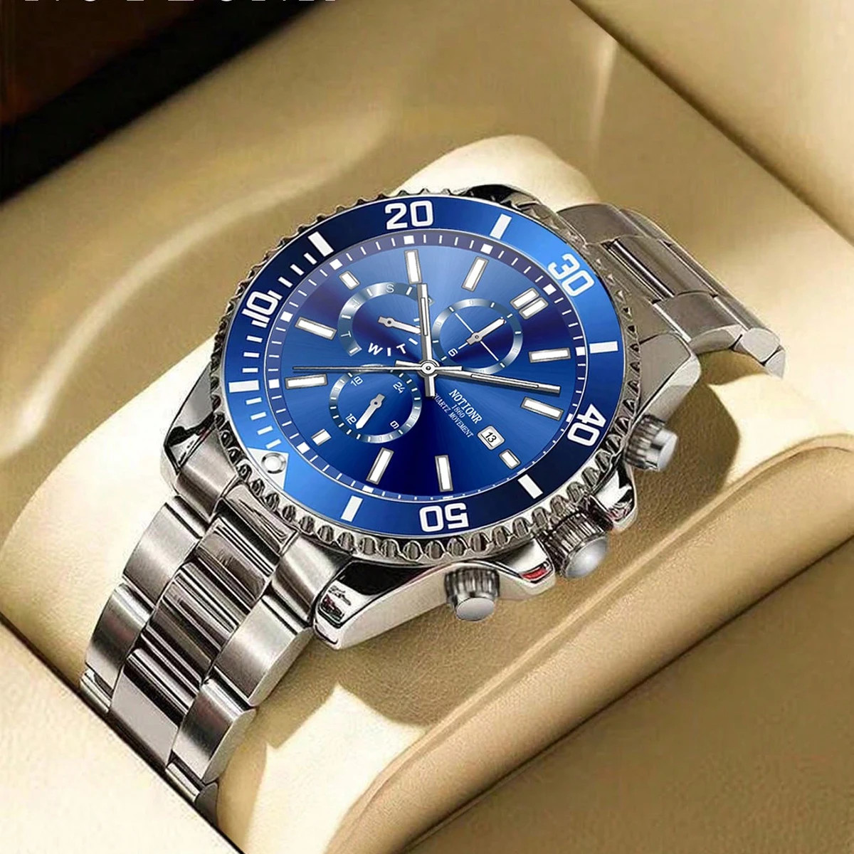 Men’s Luxury Silver Quartz Watch with Luminous Features