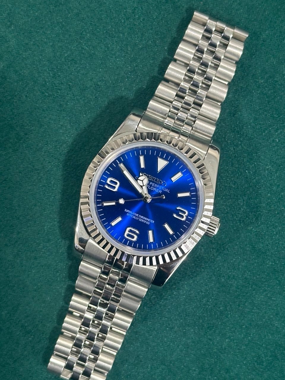 Custom Made 36mm Blue Dial Dress Style Custom Mod Watch NH35 Movement