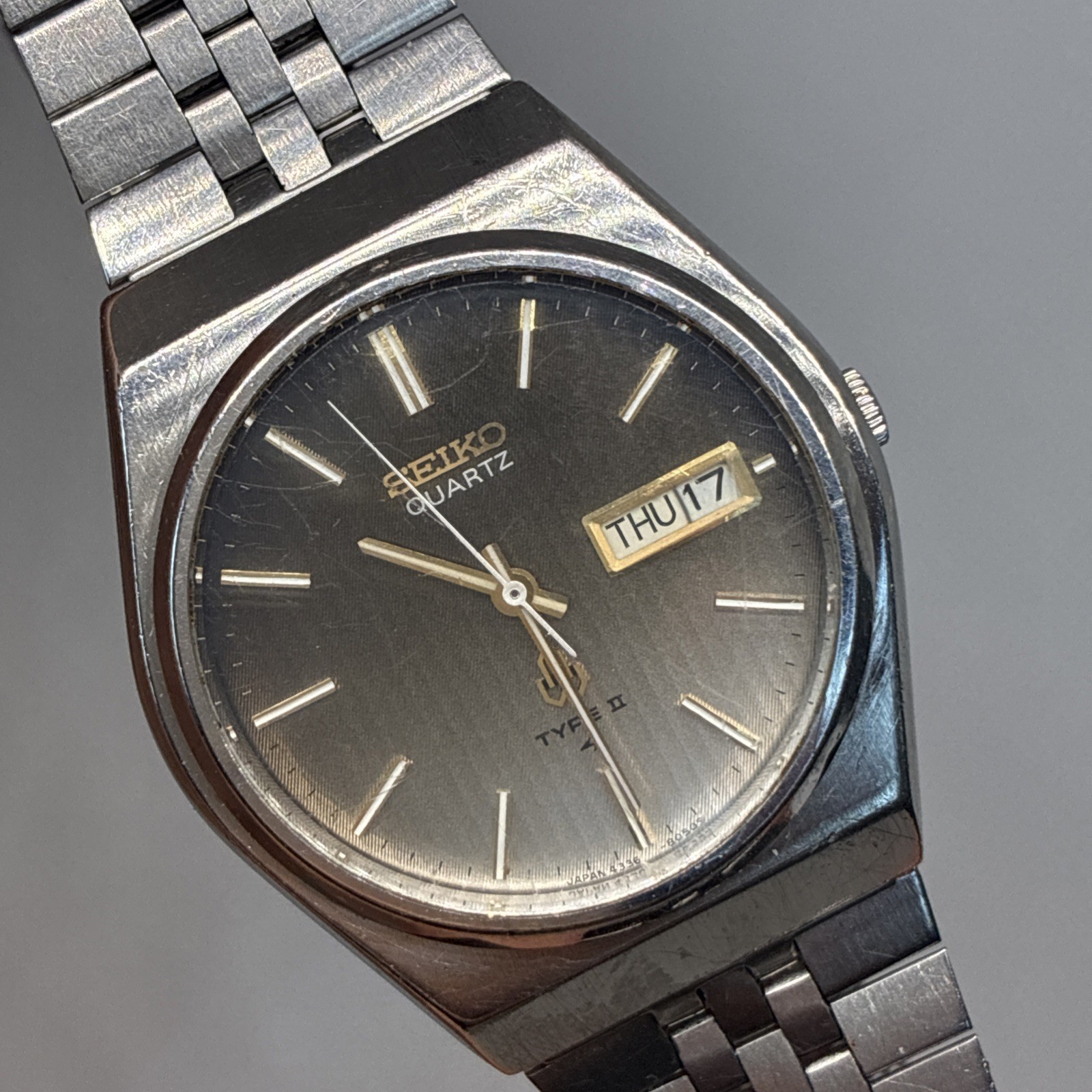 Vintage Seiko Quartz TYPE II 2 4336-8030 Brown Gradient Kanji 36mm Men’s Watch