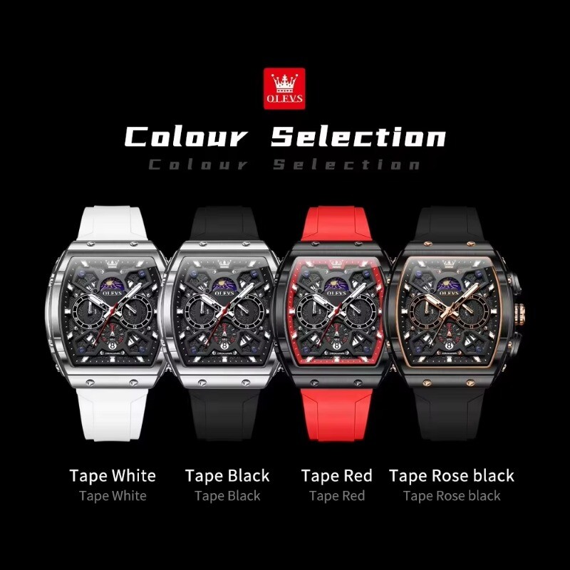 OLEVS Men’s Quartz Watch Waterproof Luminous Wristwatch for Men Silicone Band