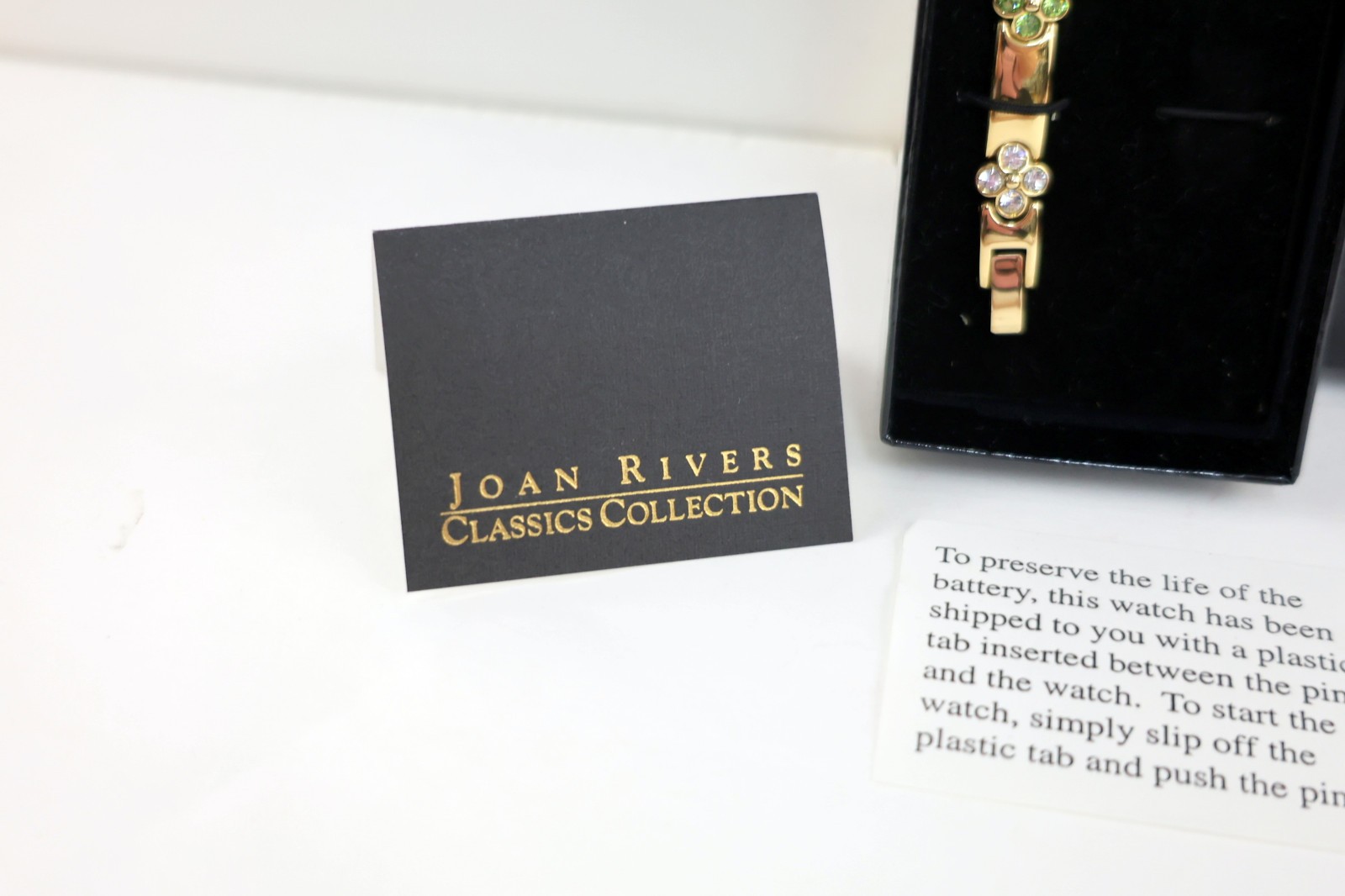 Joan Rivers Gold Tone Rhinestone Pink Green Blue Classics Watch Bracelet NIB