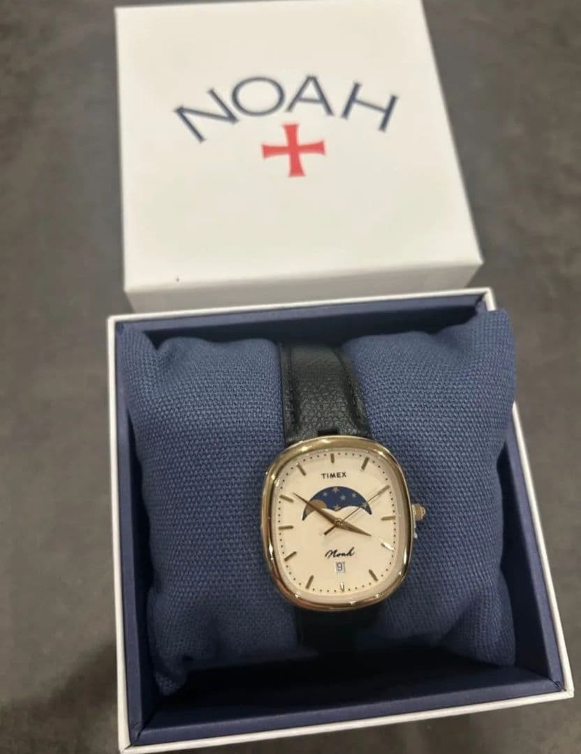 Noah x Timex Oval Moon Phase Watch Black Leather Strap Gold Case w/ Box