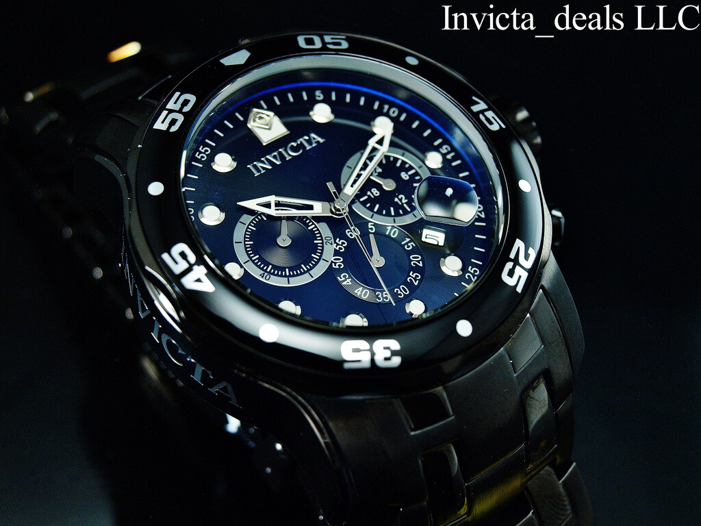 NEW Invicta Men’s 48mm Pro Diver SCUBA Chronograph COMBAT Triple Black SS Watch
