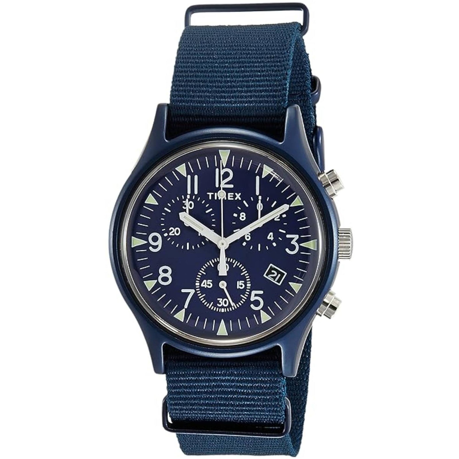Timex Men’s Watch MK1 Quartz Chronograph Analog Blue Dial Nylon Strap TW2R67600