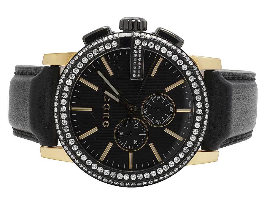 Mens Gucci G-Chrono Gold Black PVD S.Steel 44MM Diamond Watch YA101203 3.0 Ct