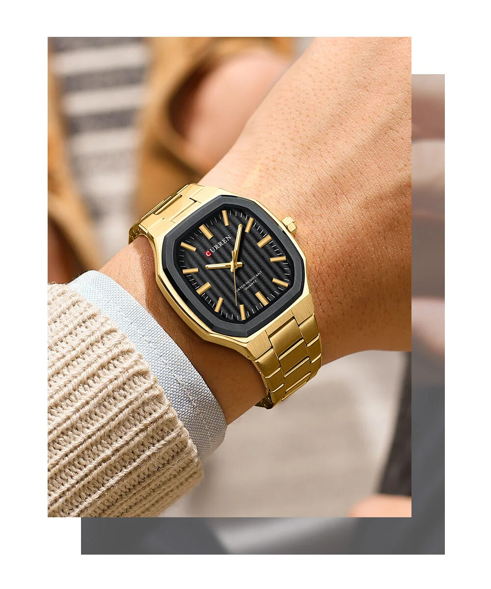 2025 Luxury Design Business Square Quartz Watches Classic Stripe Design Dial