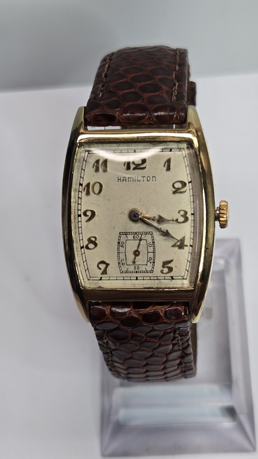 1936 Hamilton “Watson” 10k Gold Filled 18k Numerals,lizard Band