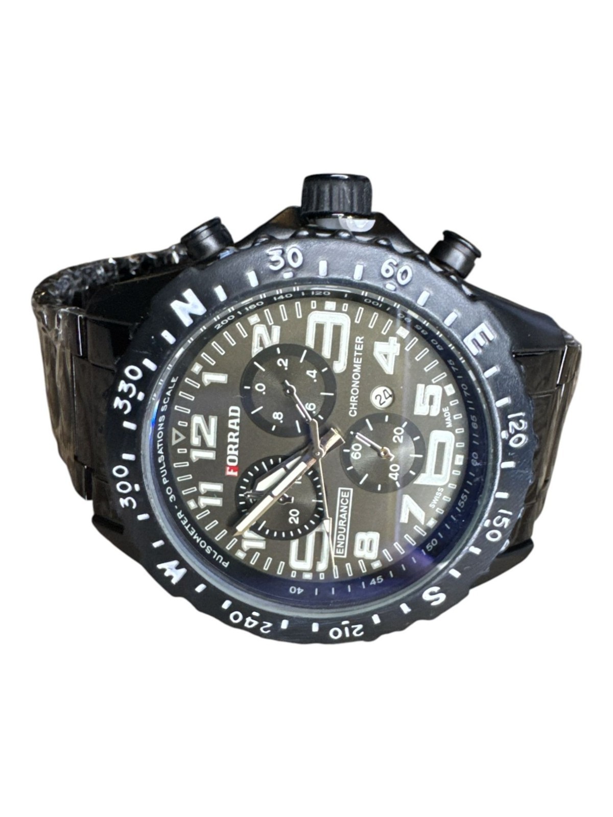 Forrad Men’s C290Chronometer Watch with Black Stainless Steel Band Water Resista