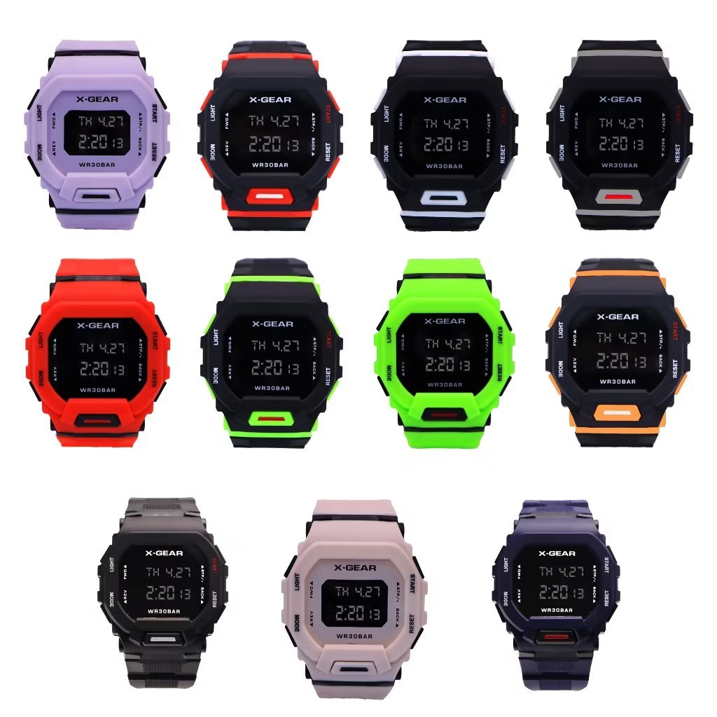 X-GEAR DIGITAL SPORTS WATCH QUARTZ WR30BAR SILICONE STRAP 45MM UNISEX