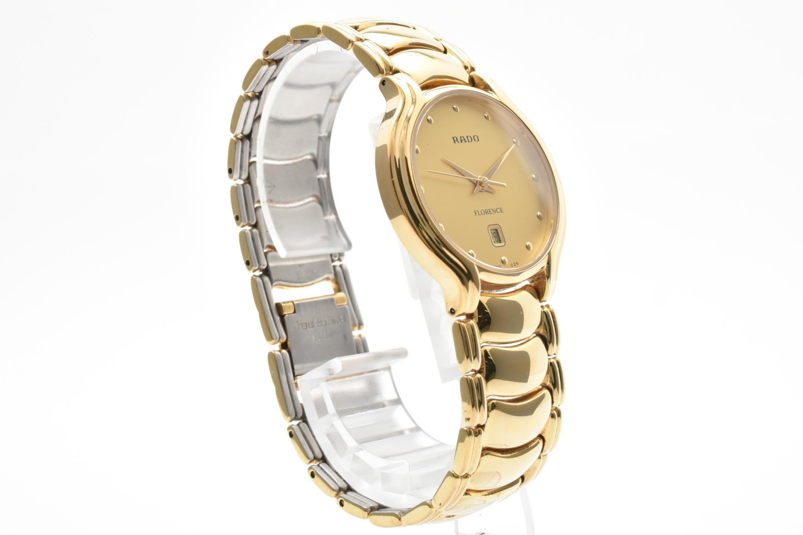 Vintage [N MINT] RADO Florence 129.3645.2 Gold Round 32mm Qz Men’s Watch JAPAN