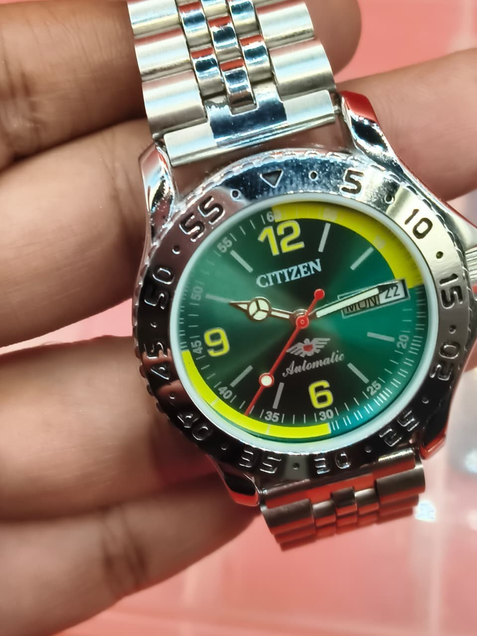Automatic 8200 21Jewels Restored Dial Green DayDate Mens Japan Watch Vintage 59