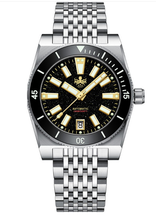 PHOIBOS Narwhal 200M Automatic Diver Watch PY061C Black Aventurine
