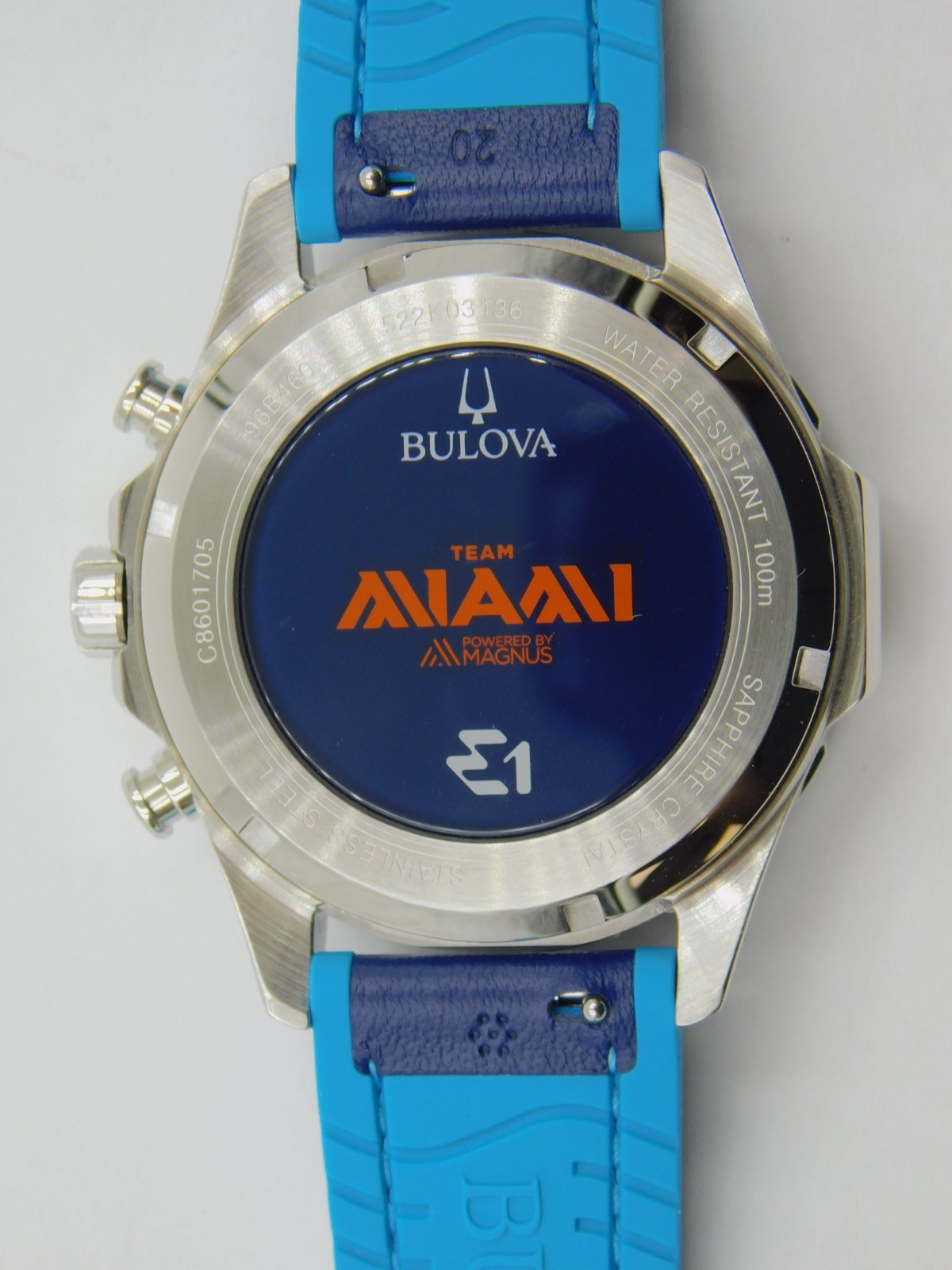 Bulova Marine Star E1 Team Miami 96B460 Quartz Chrono Mens Wrist Watch