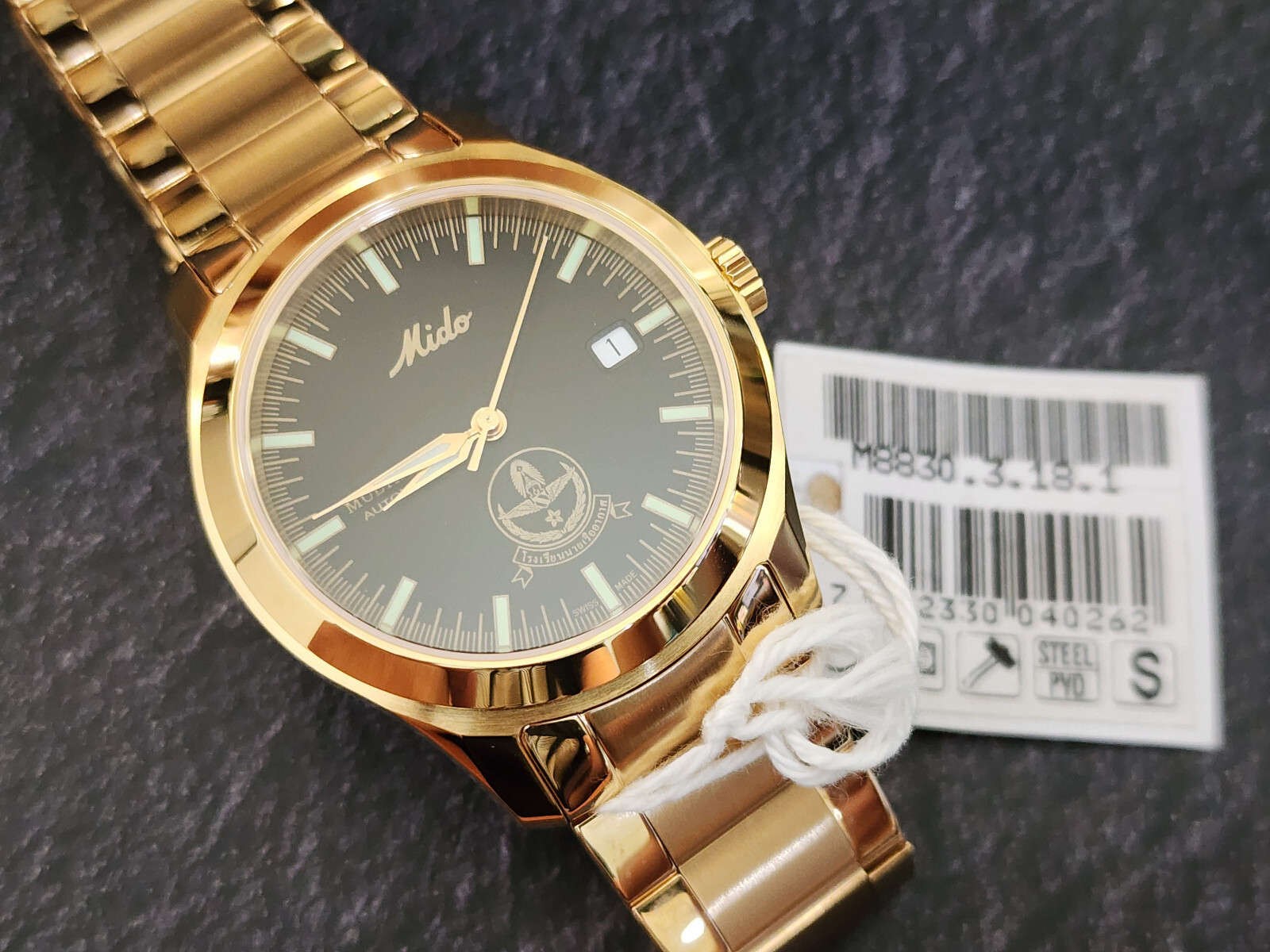 Mint NOS Mido Multifort Limited 50TH Thai Air Force Navy Gold case Automatic.