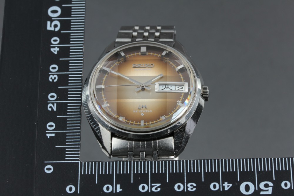 SEIKO Lord Matic 5606-7280 Day/Date Brown Cut Glass Auto 33mm Men’s Watch 1973