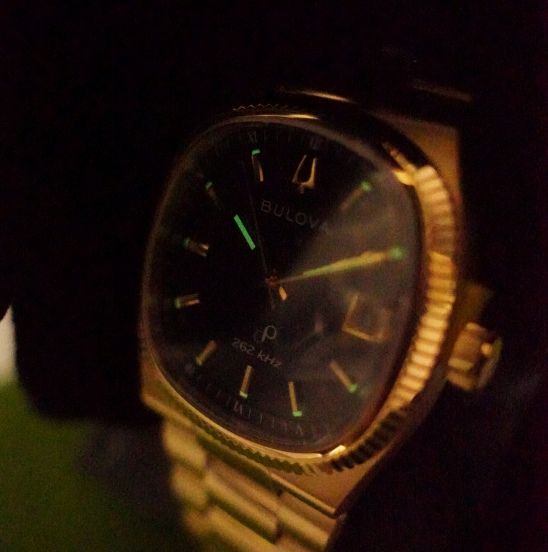 BULOVA Super Seville Watch Gold Stainless Steel, Black Night Illuminating Dial