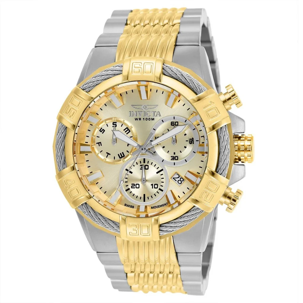 INVICTA WATCHES FOR MEN WRIST WATCH MEN’S BOLT GOLD & STEEL TONE CHRONOGRAPH NEW