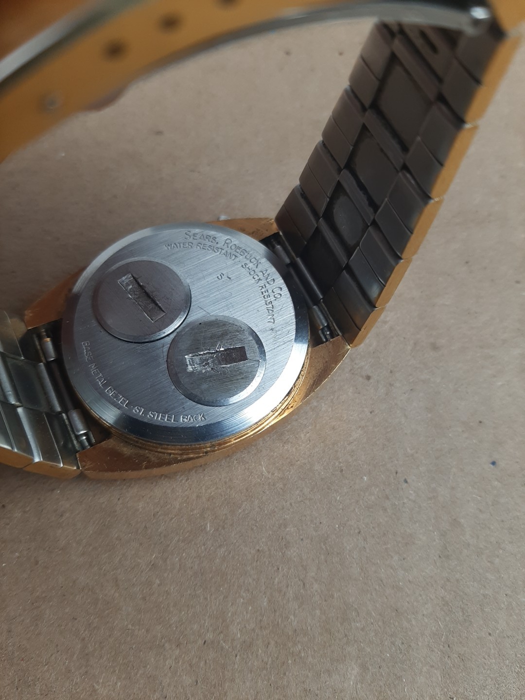 1970s Phasar 2000 by Sears Roebuck Mens LED Watch Gold Tone Quartz Untested Rare